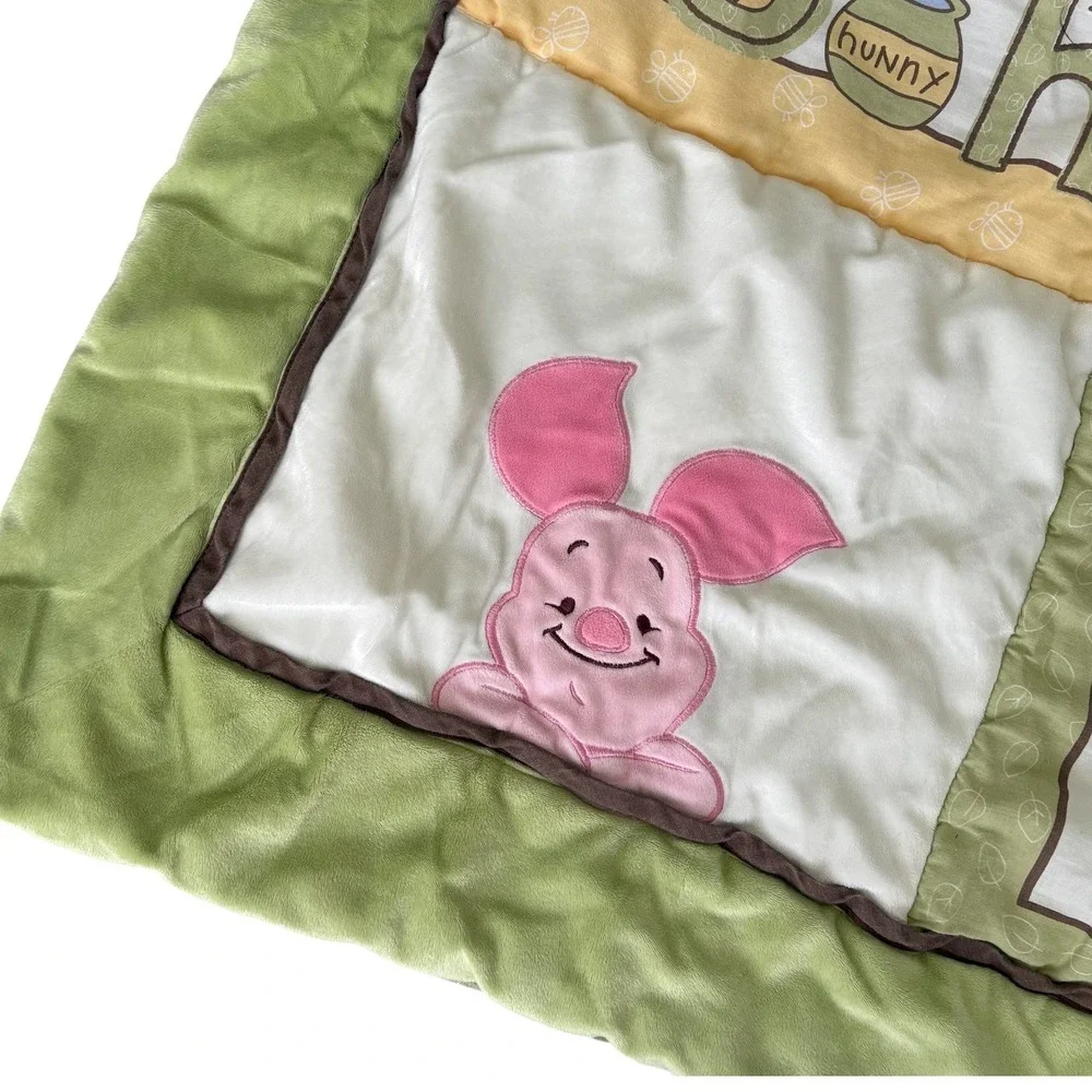 Disney Winnie the Pooh Tigger Piglet Baby Nursery Quilt Blanket Sage Green 41x32